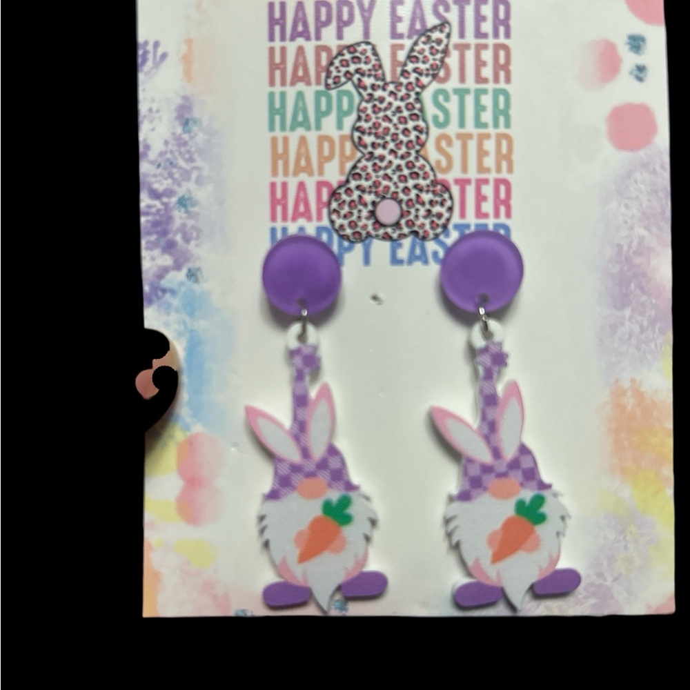 Purple Bunny Easter Earrings pierced
